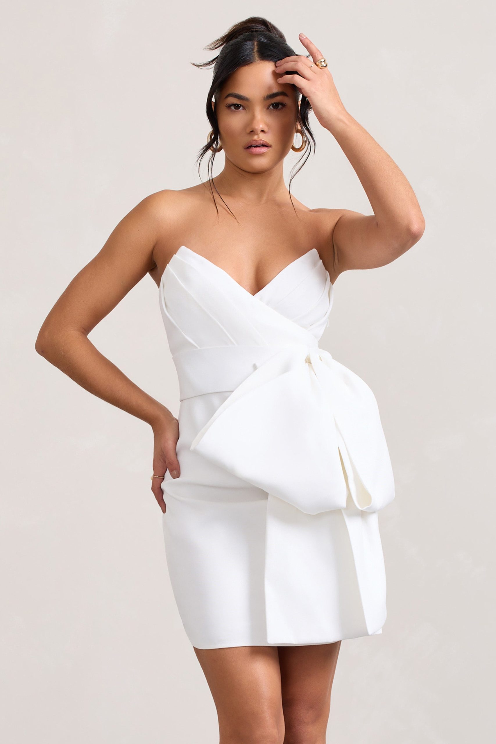 Winner | White Bandeau Mini Dress With Oversized Bow - Image 4