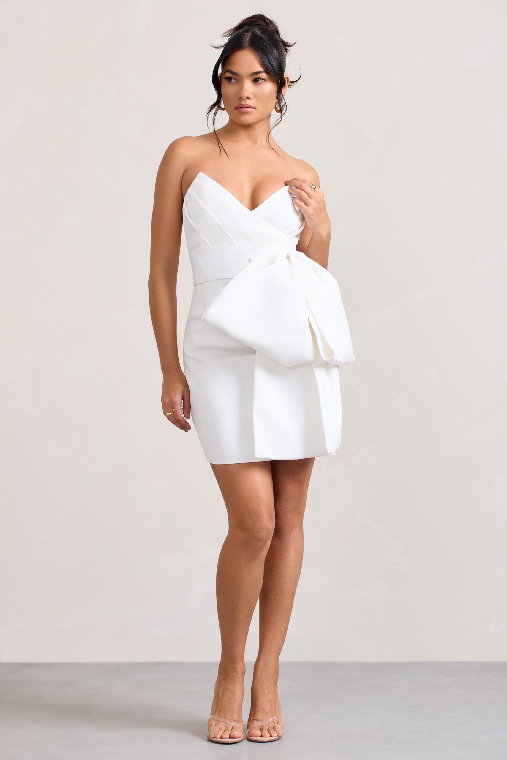Winner | White Bandeau Mini Dress With Oversized Bow - Image 6