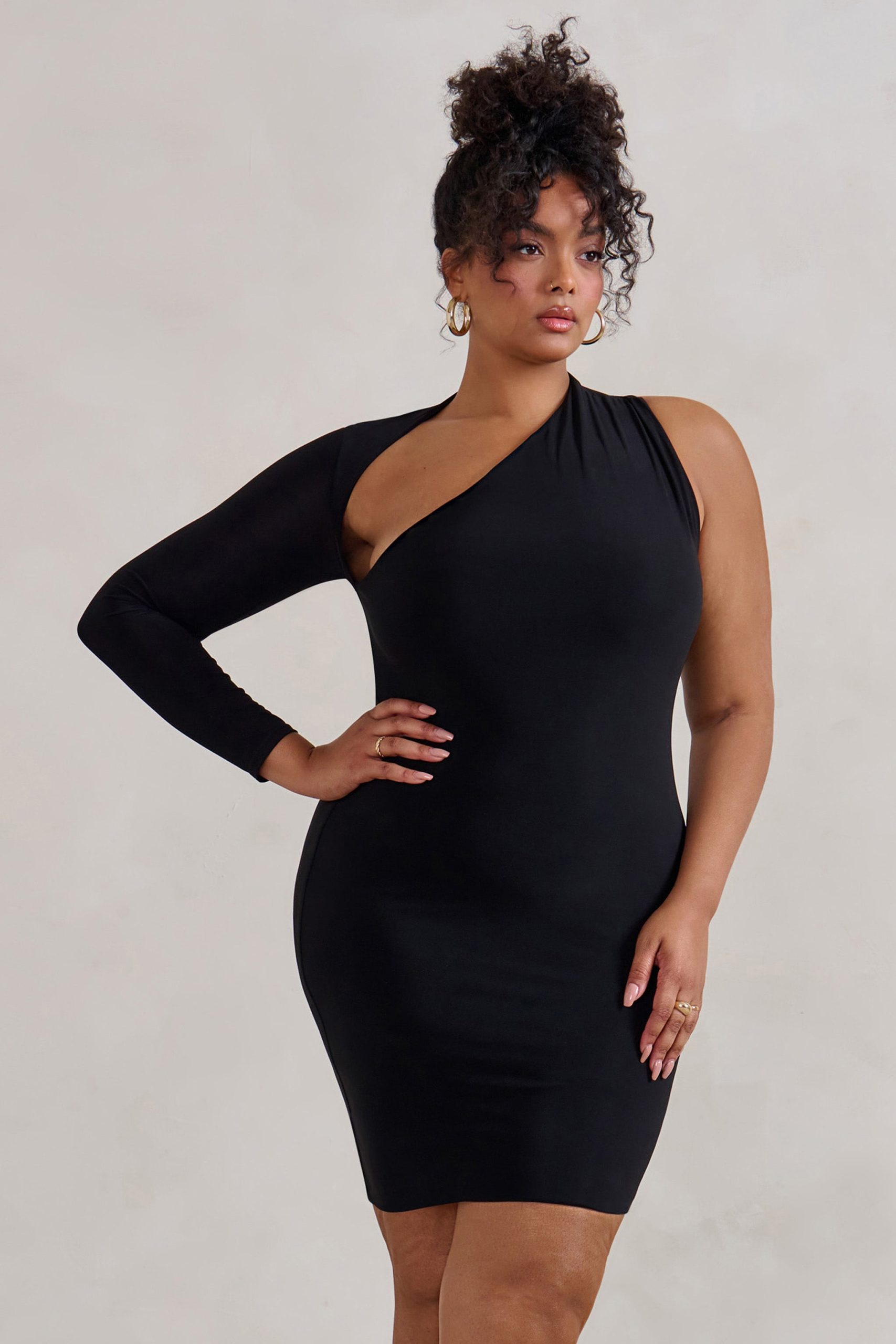 Siren | Black One Shoulder Bodycon Mini Dress - Image 7