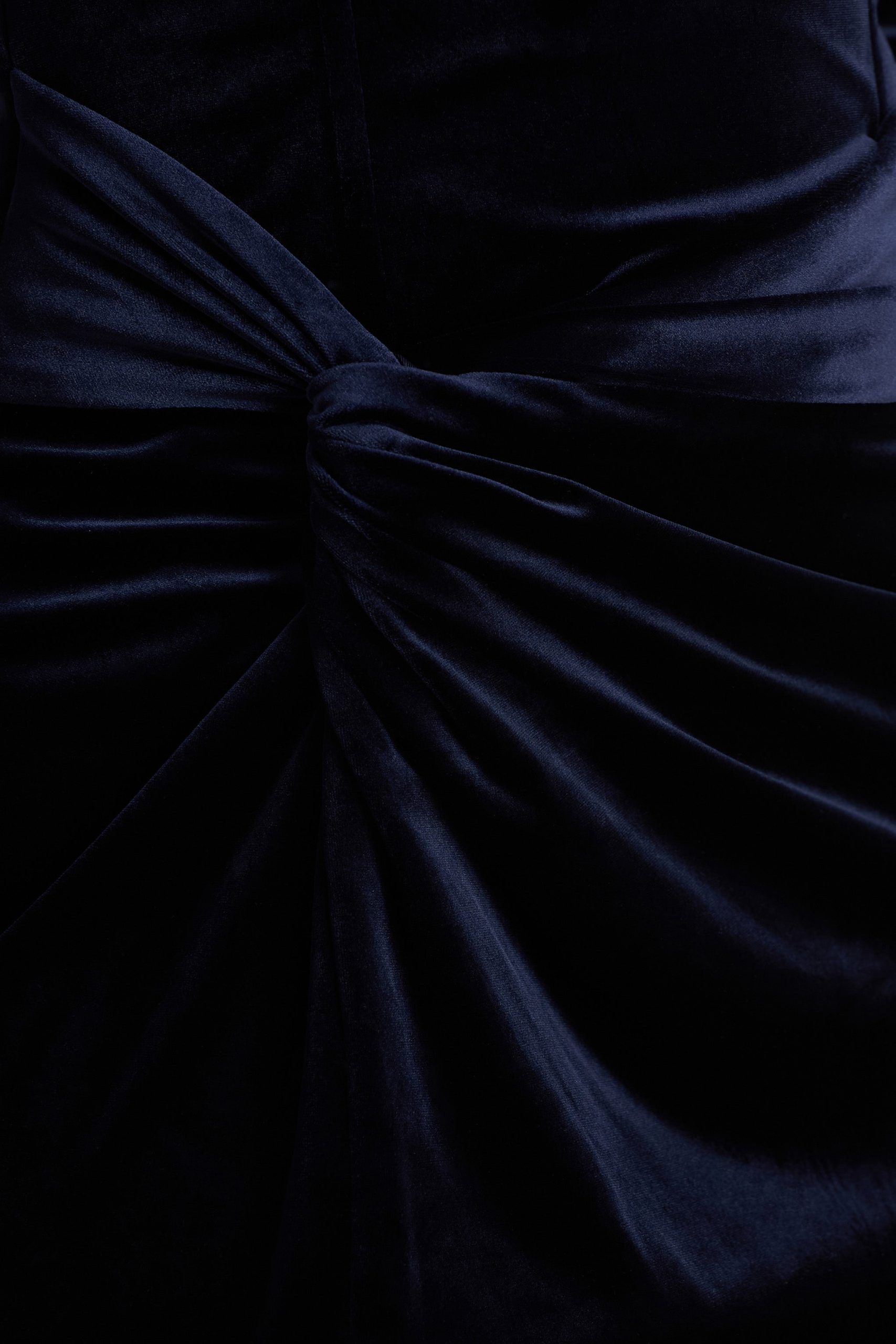 Fay | Navy Velvet Corset Style Knot Maxi Dress - Image 6